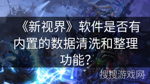 《新视界》软件是否有内置的数据清洗和整理功能？