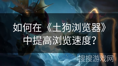 如何在《土狗浏览器》中提高浏览速度？