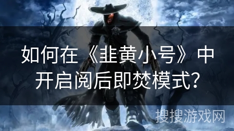 如何在《韭黄小号》中开启阅后即焚模式？