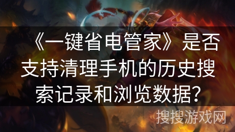 《一键省电管家》是否支持清理手机的历史搜索记录和浏览数据？