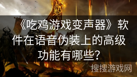 《吃鸡游戏变声器》软件在语音伪装上的高级功能有哪些？