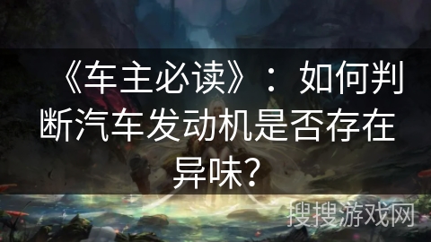 《车主必读》：如何判断汽车发动机是否存在异味？
