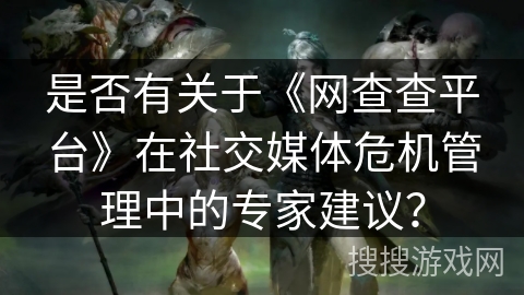 是否有关于《网查查平台》在社交媒体危机管理中的专家建议？