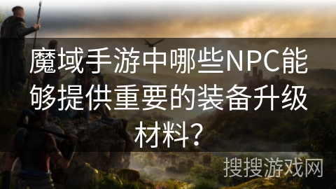 魔域手游中哪些NPC能够提供重要的装备升级材料? 魔域手游中哪些NPC能够提供重要的装备升级材料?