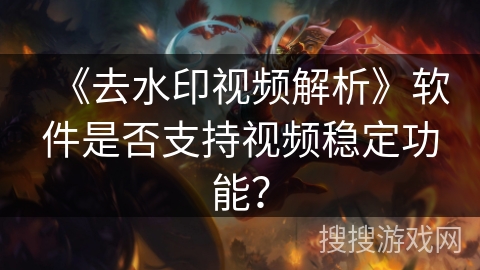 《去水印视频解析》软件是否支持视频稳定功能？
