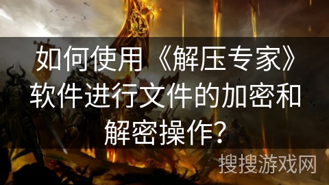 如何使用《解压专家》软件进行文件的加密和解密操作? 如何使用《解压专家》软件进行文件的加密和解密操作?