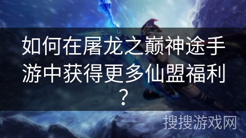 如何在屠龙之巅神途手游中获得更多仙盟福利？