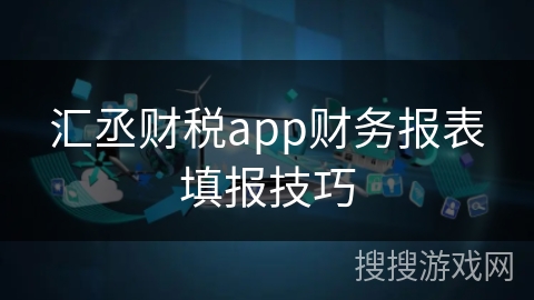 汇丞财税app财务报表填报技巧