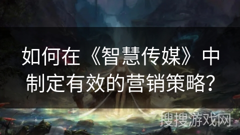 如何在《智慧传媒》中制定有效的营销策略？