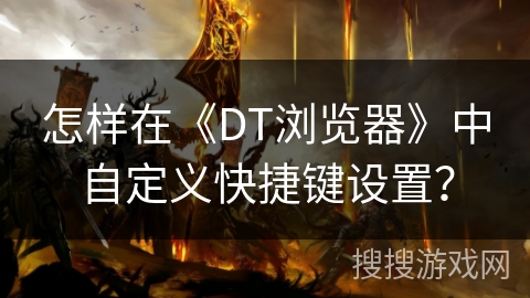 怎样在《DT浏览器》中自定义快捷键设置? 怎样在《DT浏览器》中自定义快捷键设置?