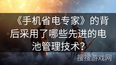 《手机省电专家》的背后采用了哪些先进的电池管理技术？