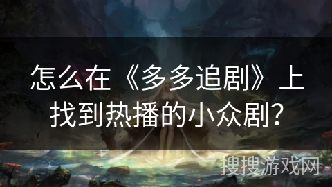 怎么在《多多追剧》上找到热播的小众剧？