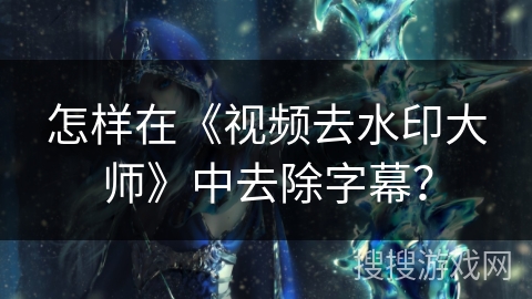 怎样在《视频去水印大师》中去除字幕？