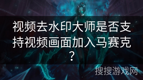 视频去水印大师是否支持视频画面加入马赛克？