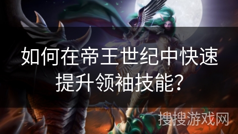 如何在帝王世纪中快速提升领袖技能？