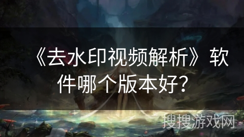 《去水印视频解析》软件哪个版本好？