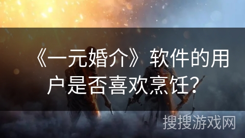 《一元婚介》软件的用户是否喜欢烹饪? 《一元婚介》软件的用户是否喜欢烹饪?