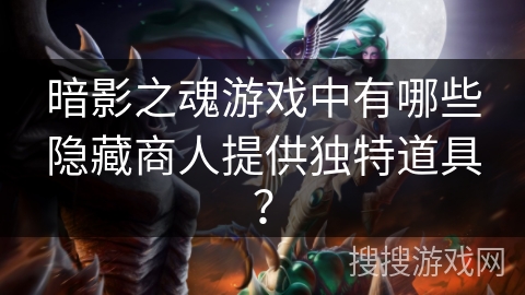 暗影之魂游戏中有哪些隐藏商人提供独特道具？