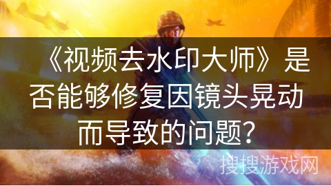 《视频去水印大师》是否能够修复因镜头晃动而导致的问题？