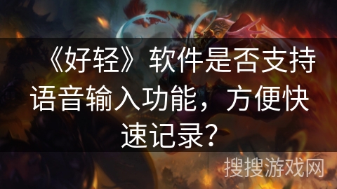 《好轻》软件是否支持语音输入功能，方便快速记录？