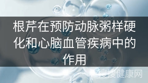 根芹在预防动脉粥样硬化和心脑血管疾病中的作用