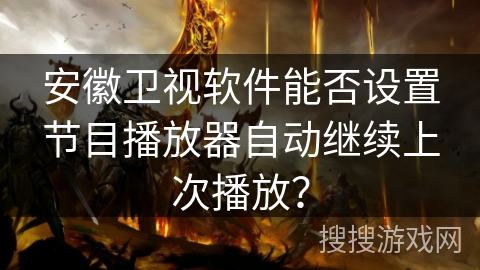 安徽卫视软件能否设置节目播放器自动继续上次播放？
