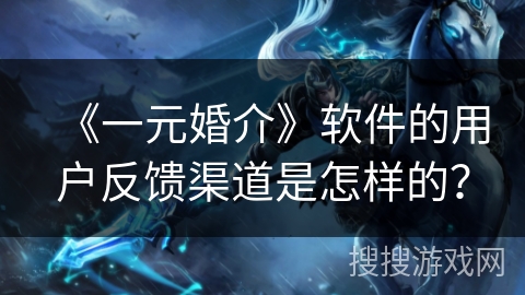 《一元婚介》软件的用户反馈渠道是怎样的？