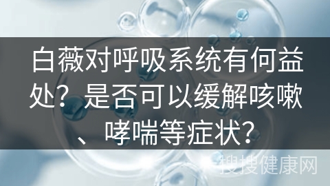 白薇对呼吸系统有何益处？是否可以缓解咳嗽、哮喘等症状？