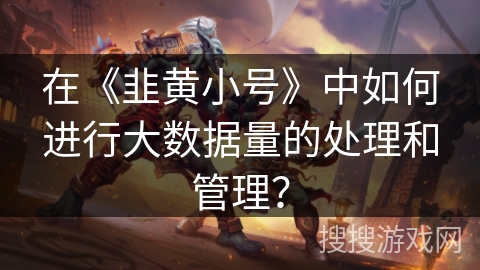 在《韭黄小号》中如何进行大数据量的处理和管理? 在《韭黄小号》中如何进行大数据量的处理和管理?