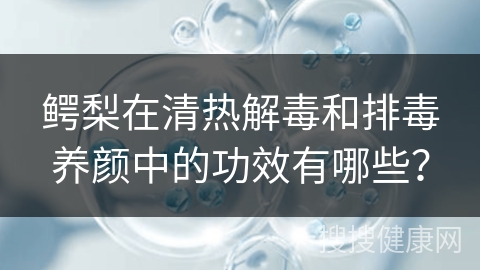 鳄梨在清热解毒和排毒养颜中的功效有哪些？