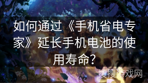 如何通过《手机省电专家》延长手机电池的使用寿命？