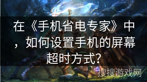 在《手机省电专家》中，如何设置手机的屏幕超时方式？