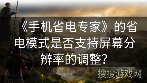 《手机省电专家》的省电模式是否支持屏幕分辨率的调整？