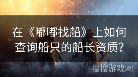 在《嘟嘟找船》上如何查询船只的船长资质? 在《嘟嘟找船》上如何查询船只的船长资质?