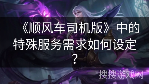 《顺风车司机版》中的特殊服务需求如何设定？
