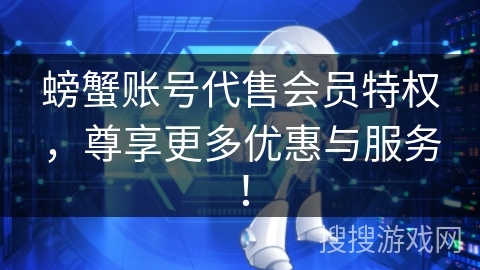 螃蟹账号代售会员特权，尊享更多优惠与服务！