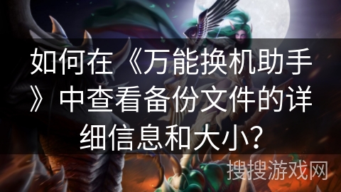 如何在《万能换机助手》中查看备份文件的详细信息和大小？