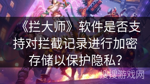 《拦大师》软件是否支持对拦截记录进行加密存储以保护隐私？