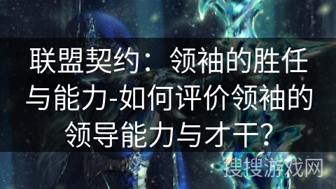 联盟契约：领袖的胜任与能力-如何评价领袖的领导能力与才干？