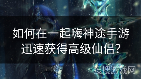如何在一起嗨神途手游迅速获得高级仙侣？