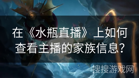 在《水瓶直播》上如何查看主播的家族信息？