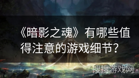 《暗影之魂》有哪些值得注意的游戏细节? 《暗影之魂》有哪些值得注意的游戏细节?
