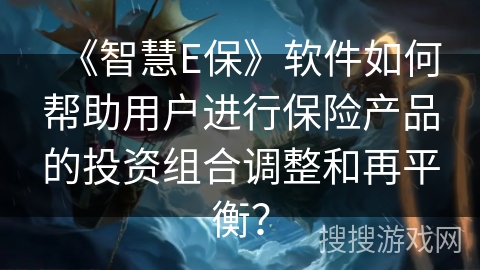 《智慧E保》软件如何帮助用户进行保险产品的投资组合调整和再平衡？