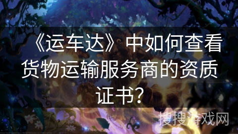 《运车达》中如何查看货物运输服务商的资质证书? 《运车达》中如何查看货物运输服务商的资质证书?