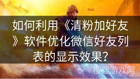 如何利用《清粉加好友》软件优化微信好友列表的显示效果？