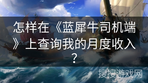 怎样在《蓝犀牛司机端》上查询我的月度收入? 怎样在《蓝犀牛司机端》上查询我的月度收入?