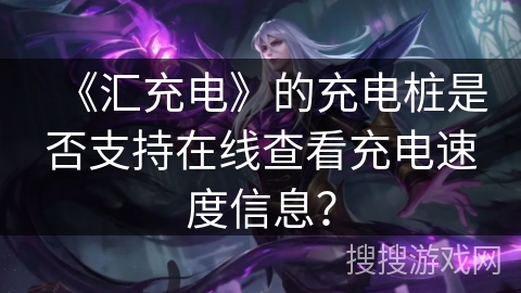 《汇充电》的充电桩是否支持在线查看充电速度信息？