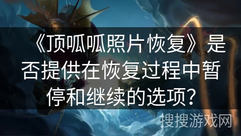 《顶呱呱照片恢复》是否提供在恢复过程中暂停和继续的选项？
