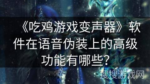 《吃鸡游戏变声器》软件在语音伪装上的高级功能有哪些？