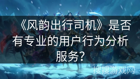 《风韵出行司机》是否有专业的用户行为分析服务？